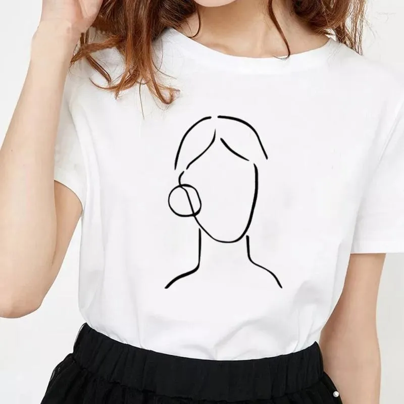 T-shirts pour femmes Tee graphique mignon Base O-Neck White Tees Funny Girls Tshirt Plus taille xxxl Femmes T-shirt Summer Summer Sleeve Top