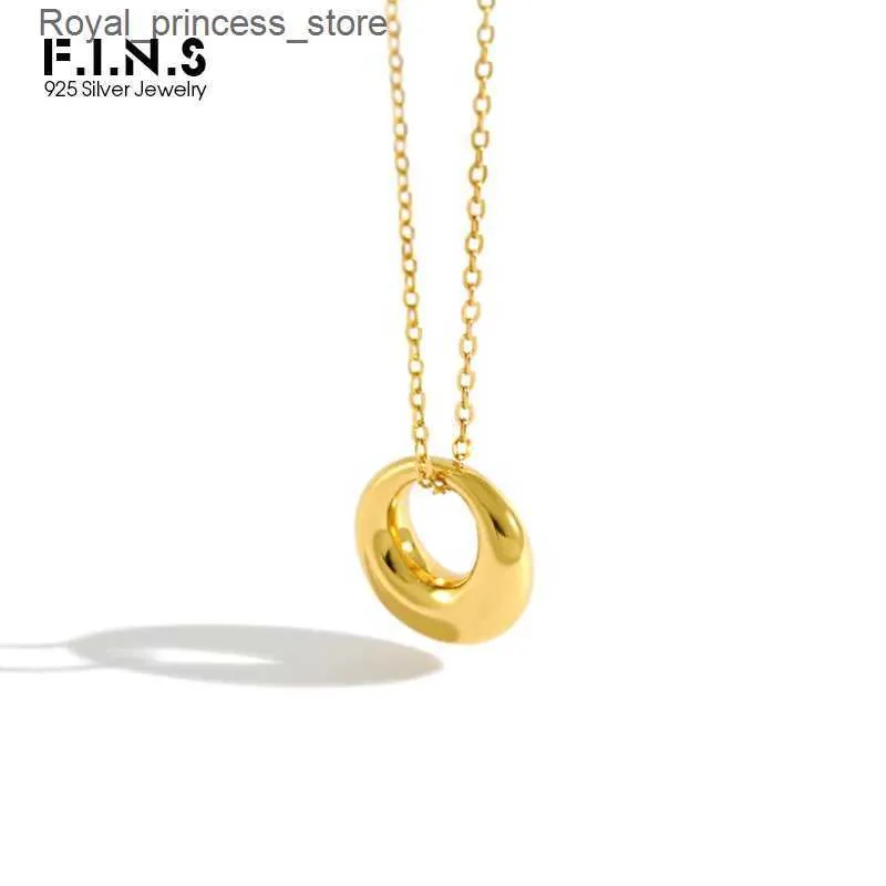 Pendant Necklaces F. I.N.S S925 sterling silver fashionable geometric small round neck necklace suitable for womens minimalist exquisite jewelry Q240426