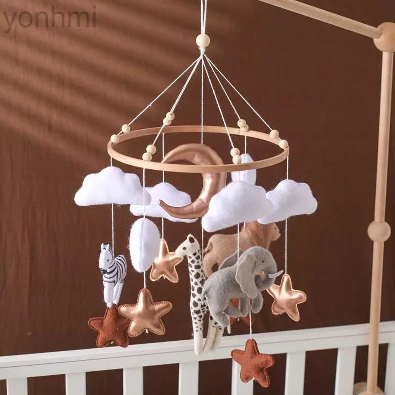 Mobiles # bébé berceau mobile hochet jouet animal lion lit cloche en bois mobile suspendu hochet de jouet mobile lit mobile porte-bois du support de bras d240426