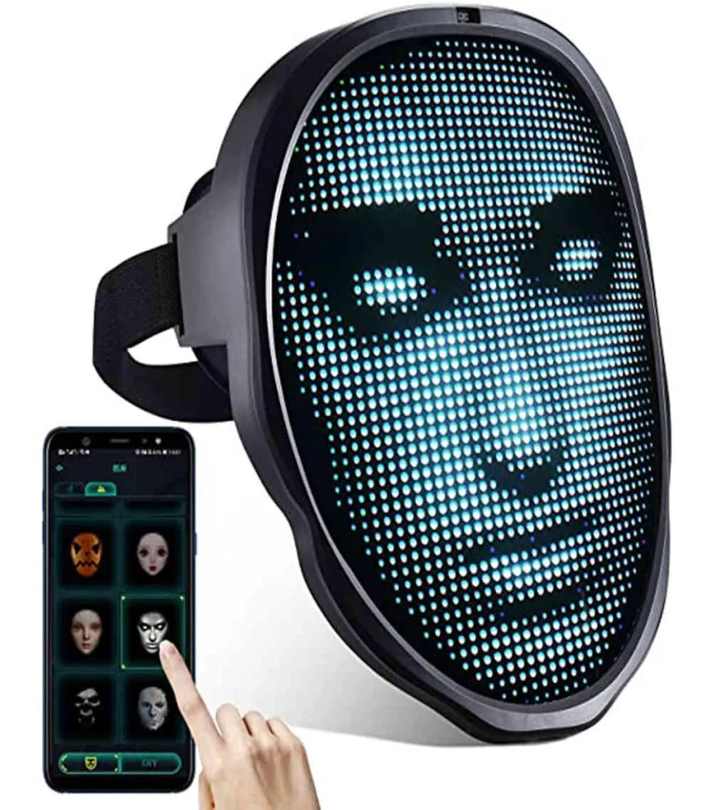 Halloween med programmerbar Bluetooth Face bt Telefonkontroll DIY -meddelanden LED Light Mask4635526