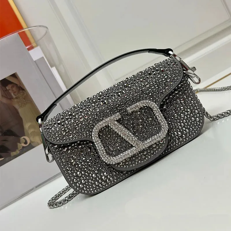 Designer tas kristallen draagtas tas ketting avond portemonnee voor vrouwen gehuwd handtas diamant crossbody tas mode grijze schoudertas wilg nagel hoogwaardige lederen volle tas