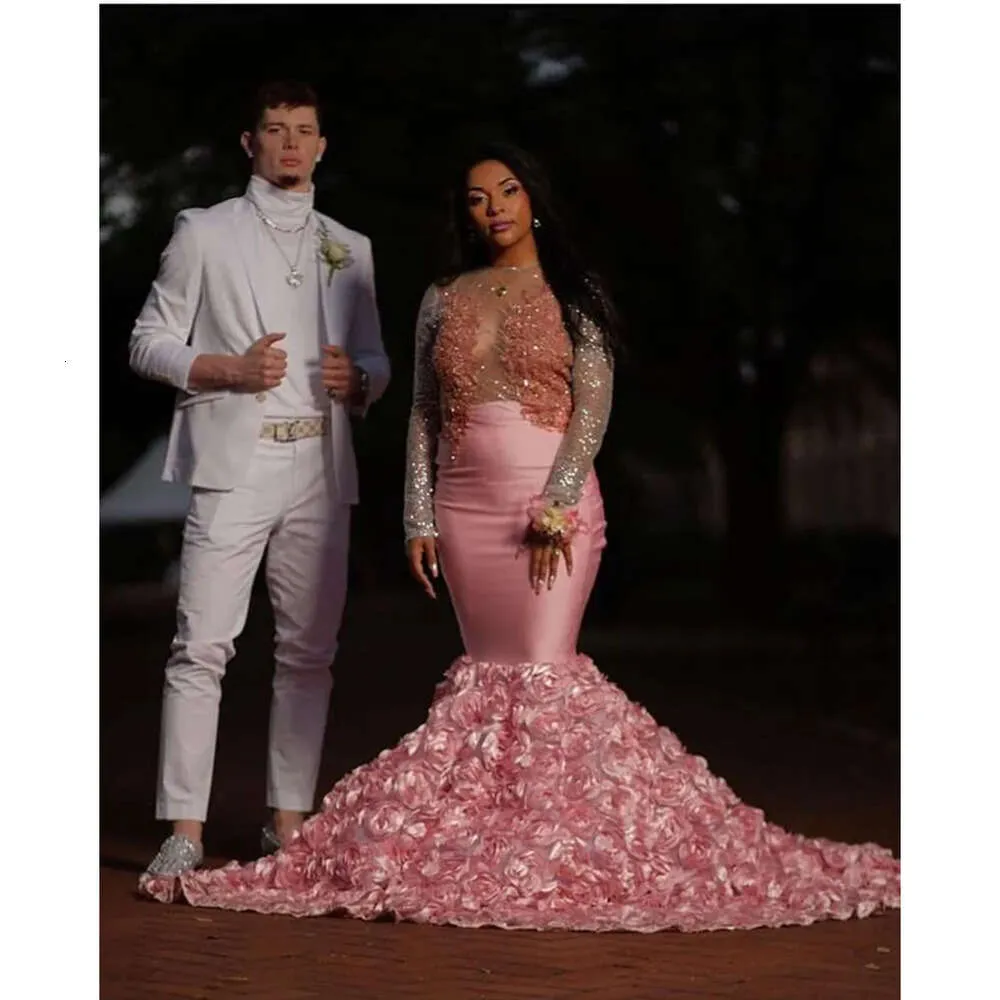 Pink And Gold Prom Rose Gold Dress Mermaid Blush Pink Mermaid Prom Dress,  Long Sleeve, Sheer Crew Neck, Lace Applique, Sweep Train, Evening Gown From  Bestoffers, $291