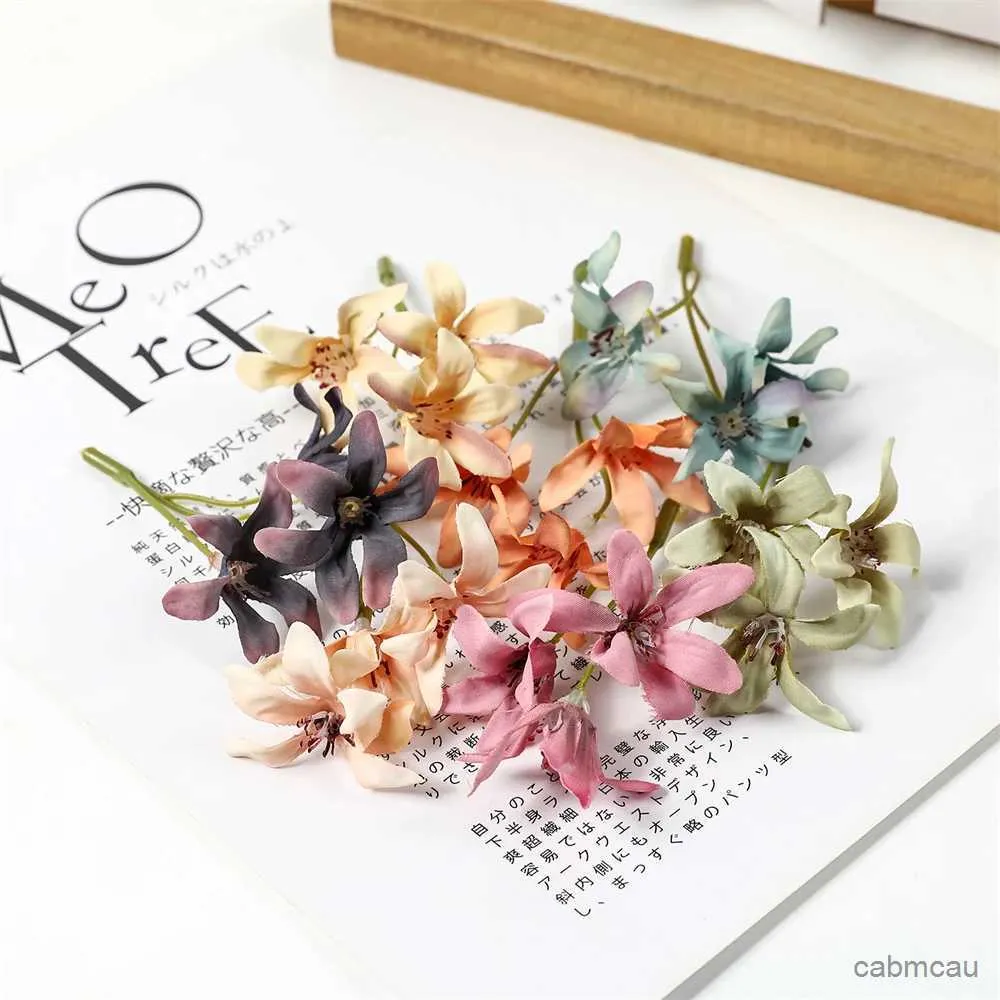 Getrocknete Blüten 10/20pcs künstliche Seidenblumen Kopfversteigerung Orchidee Magnolia Blume für Home Weihnachtsdekoration DIY Haarnadelzubehör