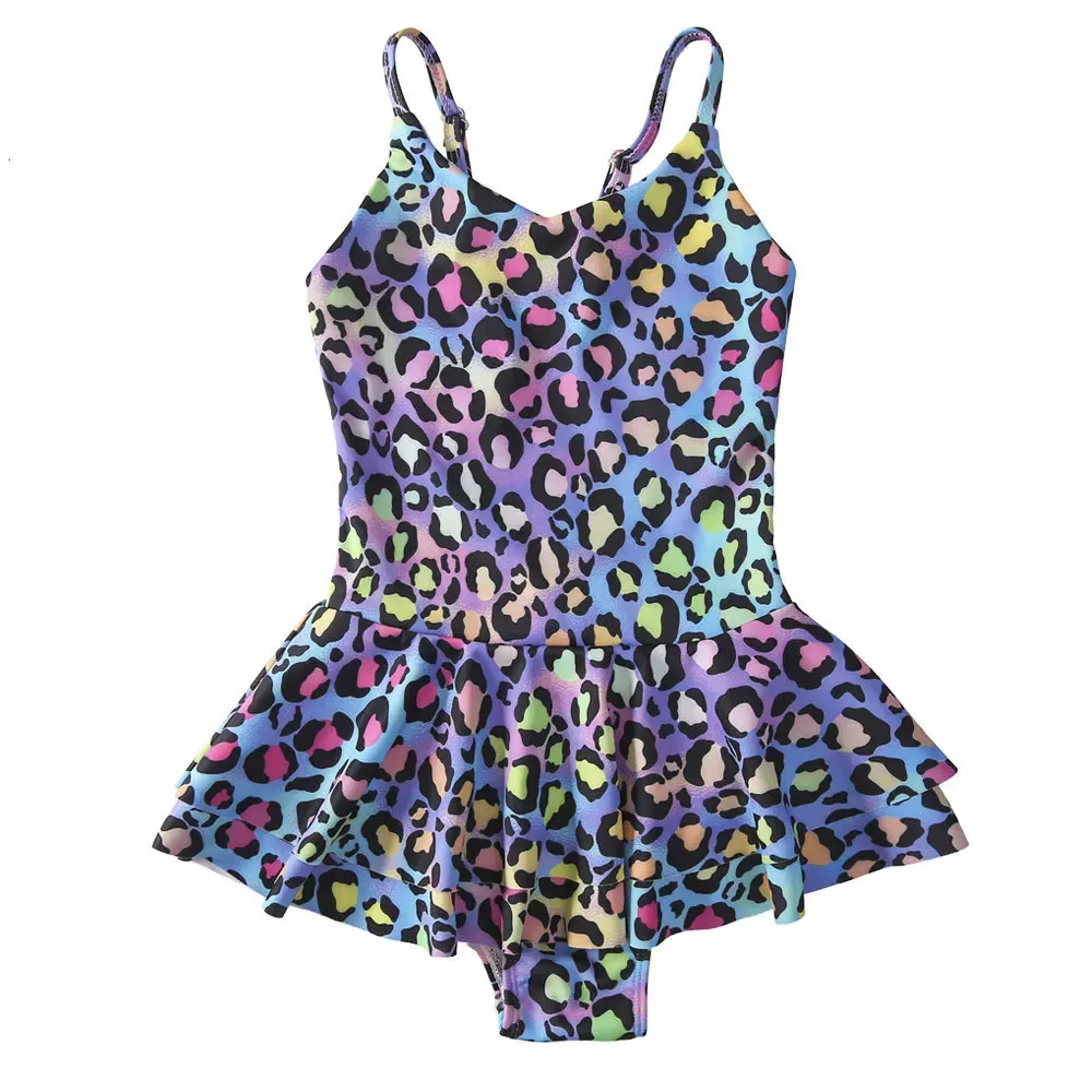 Costume da bagno con stampa leopardo per bambini per ragazze abiti da bagno da bagno in spiaggia da bagno da bagno da bagno per bambini.