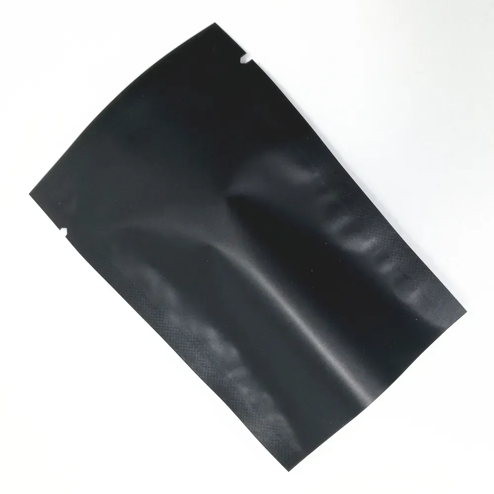 7x10 cm Matte Black Open Top Aluminum Foil Vacuum Heat Seal Packing Bags Vacuum Mylar Foil Food Valve Heat Seal Pouch for Dried Nuts