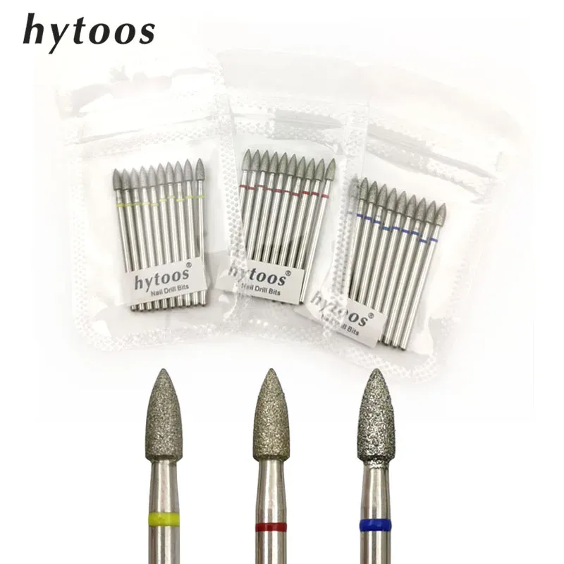 BITS HYTOOS 10pcs/pacco CONE Diamond Cuticola 3*6 mm per trapano per trapano per trapani manicure per le unghie Accessori strumenti