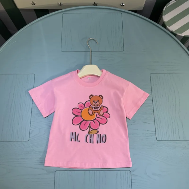 Round Pesh Neck de manga curta Childrens T-shirt penteado Cotton Kids Designer Rous Boys Girls Tshirts Roupas de bebê sem pilling sem desbotamento 100-160 CSD2404264