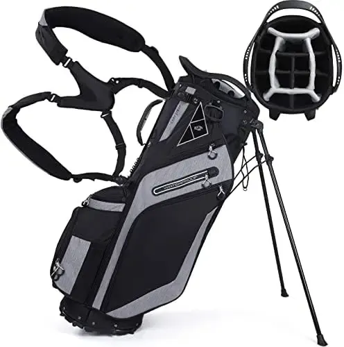Tassen Golf Stand Bag 14 Wegtop Dividers ergonomisch met stand 8 zakken, dubbele riem, regenkap