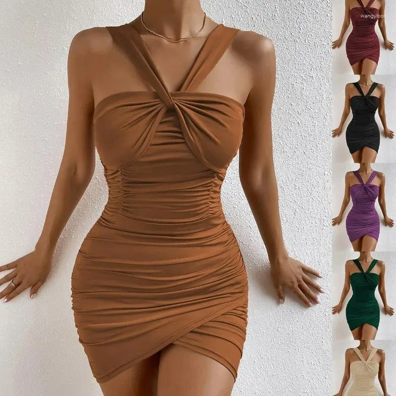 Sukienki swobodne eleganckie kobiety gorsetowe sukienka wieczorowa y2k letnie bez rękawów ramię wysoką talię ukończenie talii Ruched BodyCon Party Mini