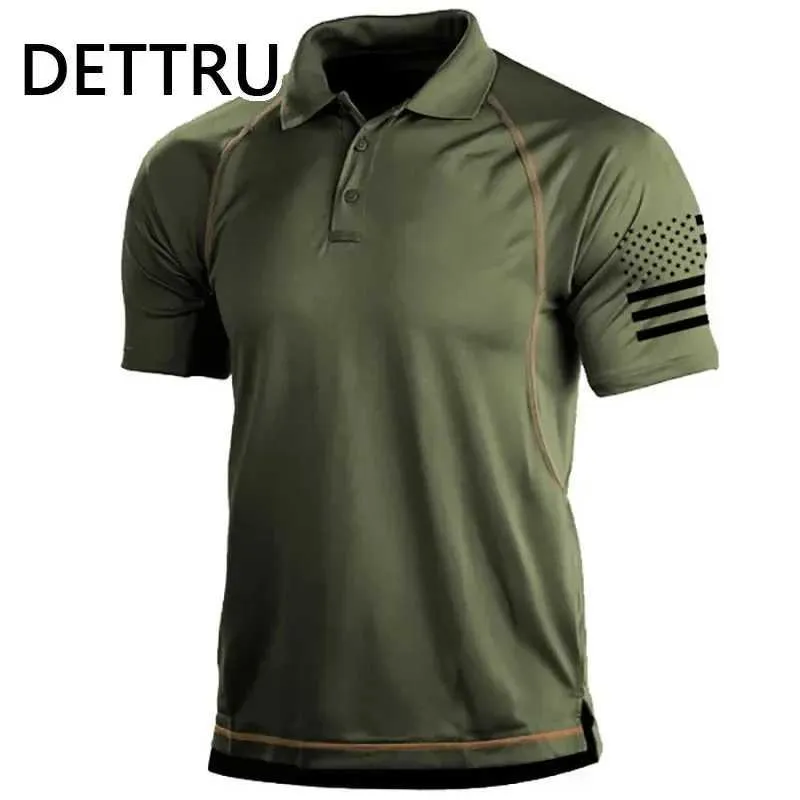 Camisetas táticas Dettru Mens T-shirt Atividades ao ar livre de verão Setor esportivo tático Selto fundo 240426