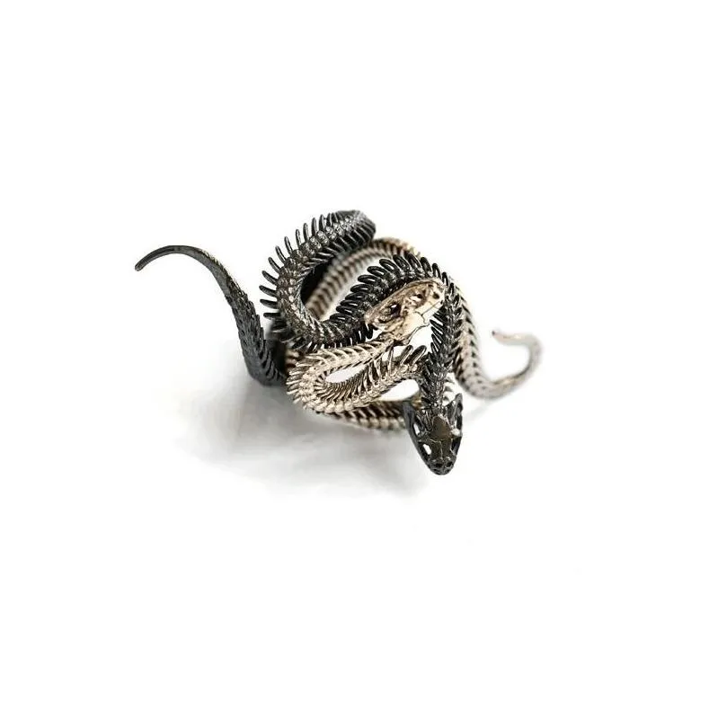 Обручальные кольца ретро винтажные модные украшения 925 Sier Ring Party Женщины мужчина змея Регулируем