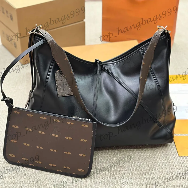 24SS Womens Vintage Luxury Designer Kalbskin großer Kapazität Maxi XXL -Umhängetaschen mit Reißverschluss Hobo Münzschlüsselbeutel Handtaschen Schwarz Weiß 39x30x15cm Achselhalterungspunkte