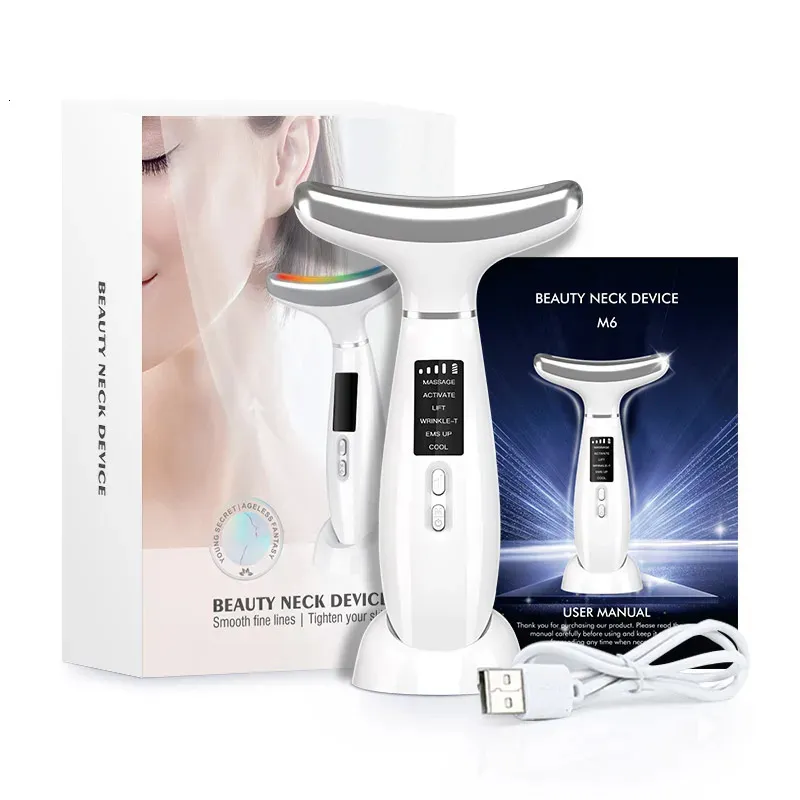 Neck Face Soulevant Masseur anti-ride Double Chin Remover 4 LED Thérapie EMS EMS SERRANT COMPRESSION ICE COMPRESSION DE BEAUTÉ 240425