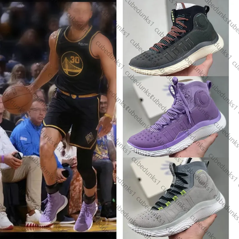 Curry 4 Basketball Shoes Men Designer Purple Lightweight Combat Boots Curry 4th Generation Student High Top Sneakers Outdoor Sports Training Shoes