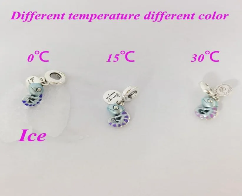 Zmieniający kolor Chameleon Charm 925 Srebrna biżuteria Emalia Momenty Kobiety na Boże Narodzenie Fit Charms Bransoletki 791676c01 Andy Jewel97878995