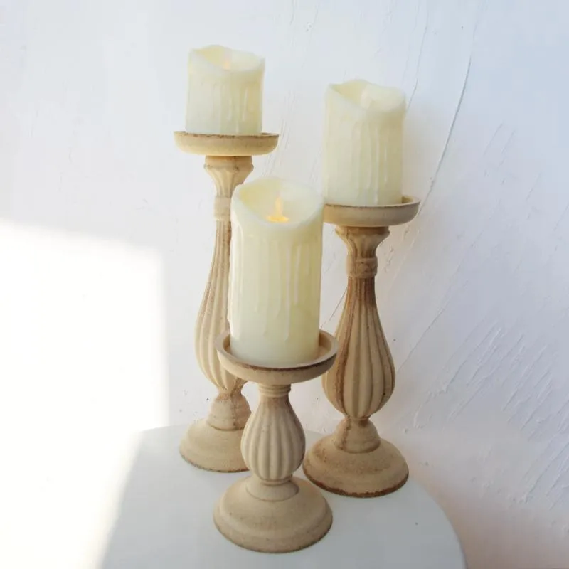 Ljushållare supu ställer in trärandelaBra Creative Candlestick Holder Flower Pillar Stand Tabell Desktop Decoration Wedding Decor