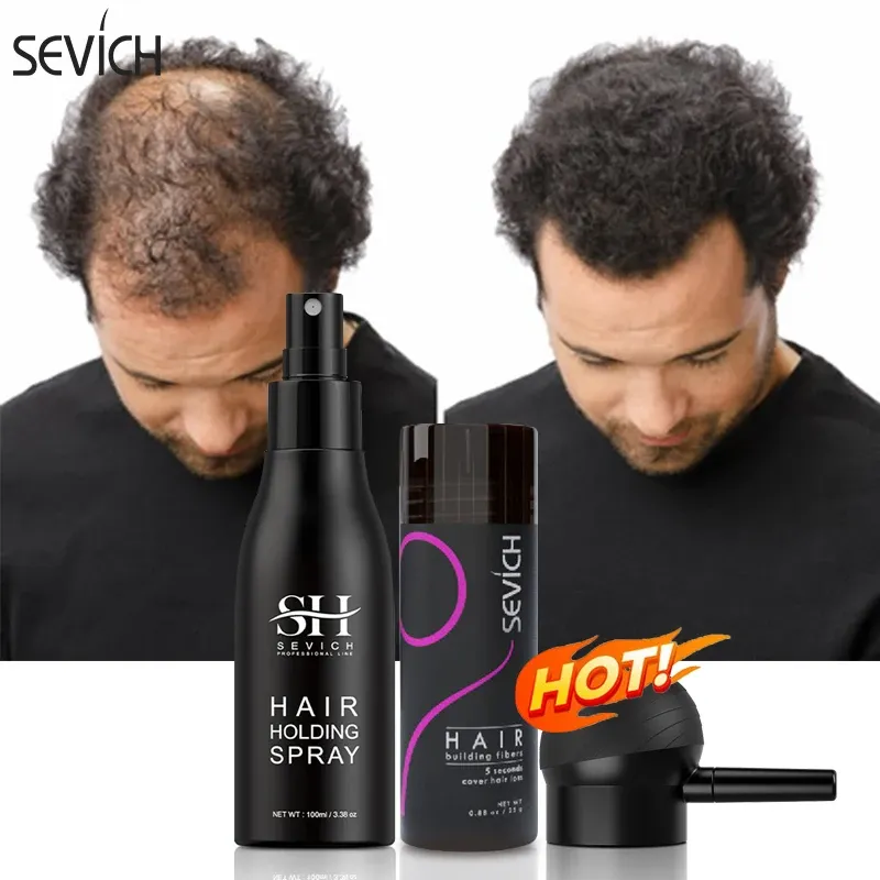 Care Sevich 3pcs/Mot Hair Fiber Peords+для укладки волос спрей+сопло насос насос кератин.