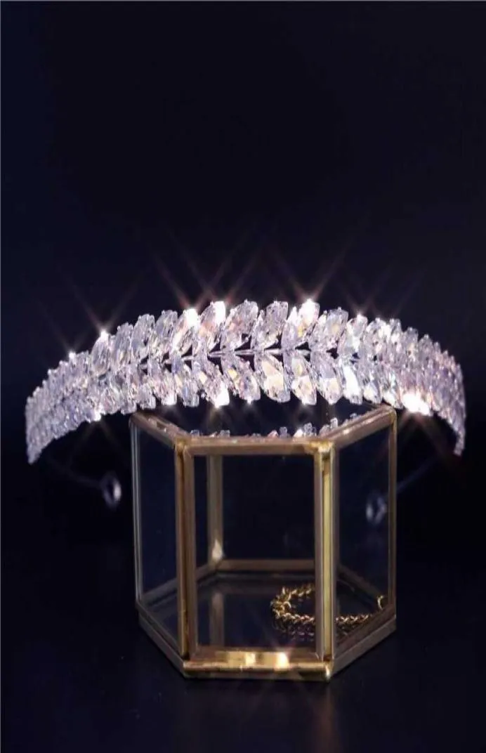 Tiaras ny lyx barock strass brud krona tiaras zirkon kristall diadem tiaras brud pannband bröllop hår tillbehör gif2377647