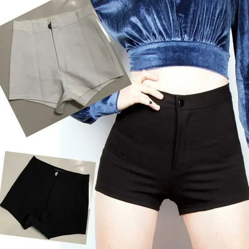 Women's Shorts Stretch Sexy Tight High Waist Slim Shorts Black White Y240425