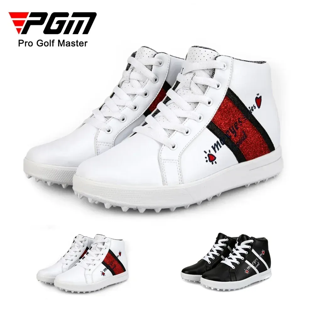 Skor PGM Women's Golf Shoes High Top Waterproof Breatble Ladies Inner Höjd kvinnor Sport Golf Course Nonslip Sneakers XZ120