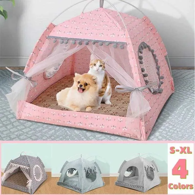 고양이 캐리어 상자 상자 주택 평범한 천막이 밀폐 된 편안한 펜던트 바닥 고양이 집 애완견 집 액세서리 제품 240426