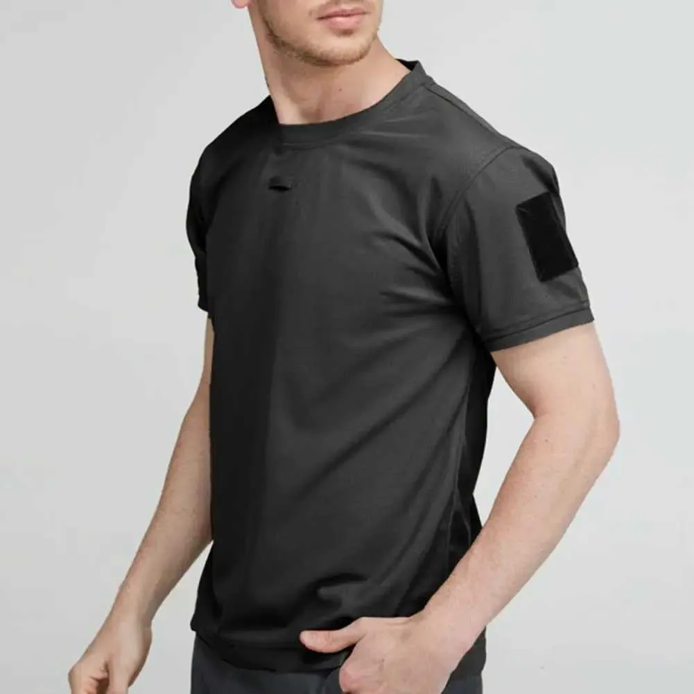 T-shirts tactiques T-shirt T-shirt T-shirt Military T-shirt Summer Unisexe Sports Séchage rapide Neck Col Short Randing Randing Tentrand T-shirt 240426