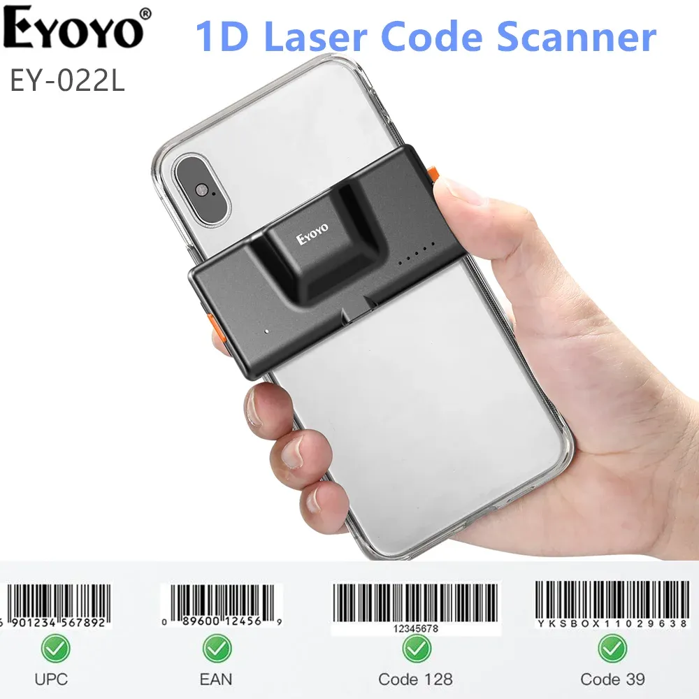 Boten Eyoyo EY022L1D Back Clip Bluetooth Barcode Scanner Telefoon Portable Barcode Reader Gegevensmatrix 1D Scanner Windows/ Android/ iOS