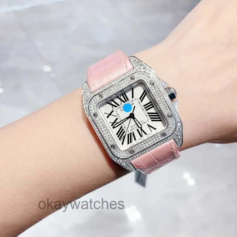 Dials Working Automatic Watches carter Sandoz Precision Steel Diamond Mechanical Watch Womens W20106X8