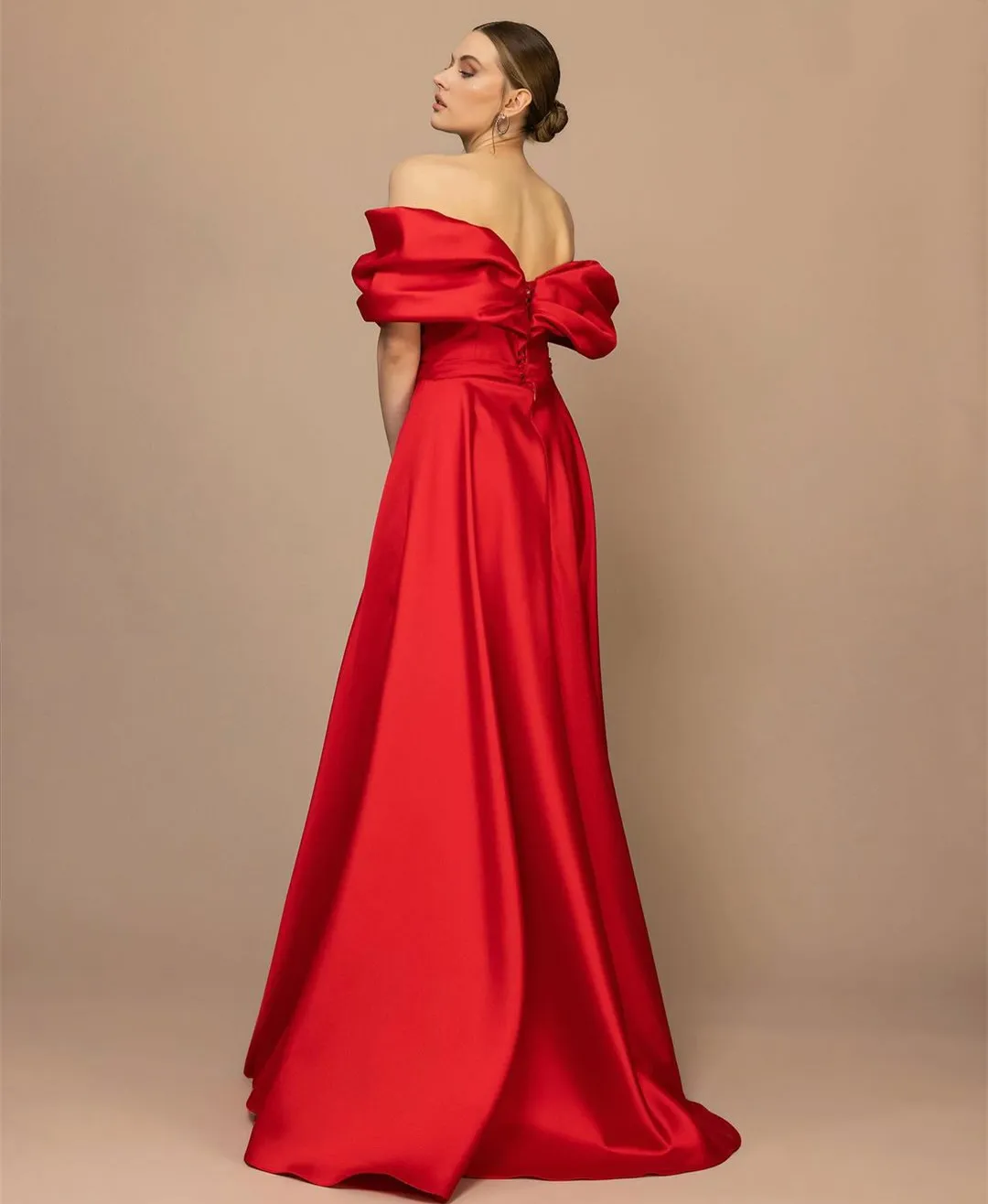 strapless open back dress Mermaid Red Long Prom Dress With Split Beaded Evening Dress ann315 –  SELINADRESS main image 1