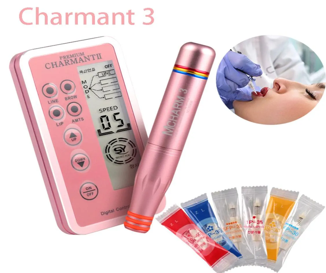 Luksusowy Dermografo Digital Charmant Permanent Makeup Machine Kit Mikroblading Pen dla grobu haft haftowy z kasetą 1172128