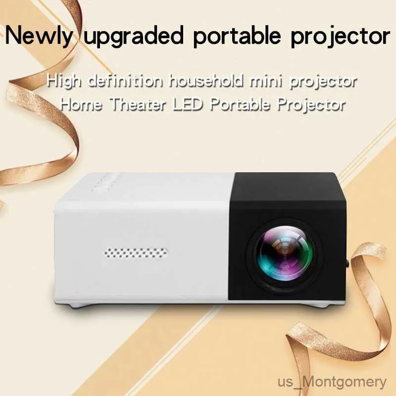 Projektorer YG300 Mobiltelefon Mini Portable HD Projector Kompatibel med USB HDMI Power-Up Treasure Christmas Gifts Nyårspresenter