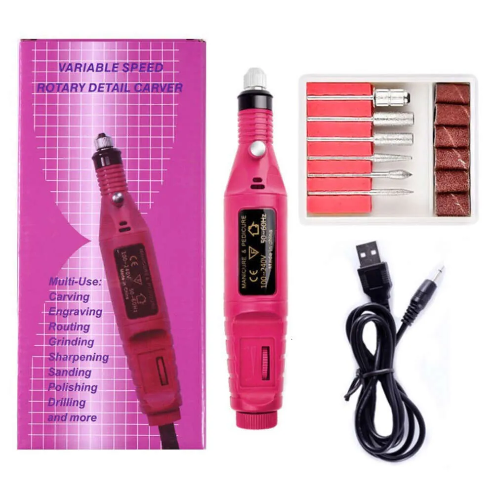 Electric Nail Drill Machine Art Salon Manicure File Polish Tool+6 Bits Pedicure 20000RPM Herramienta De Pulido De Lima De Manicura Taladro Electrico Para Unas