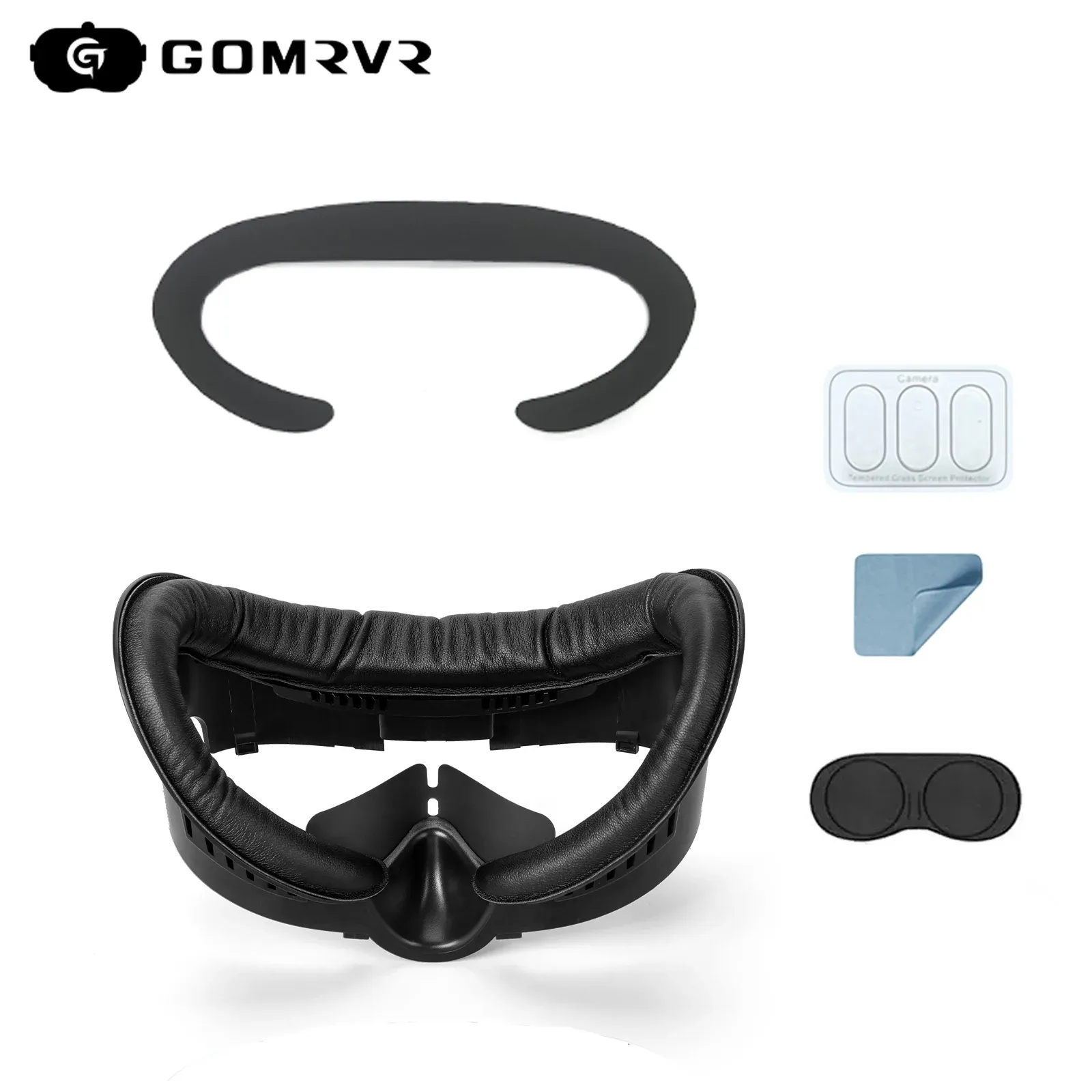 Óculos GOMRVR Tampa de face ampliada para meta missão 3 vr fone de ouvido PU Máscara de substituição de interface face de couro para máscara para acessórios VR VR Quest3