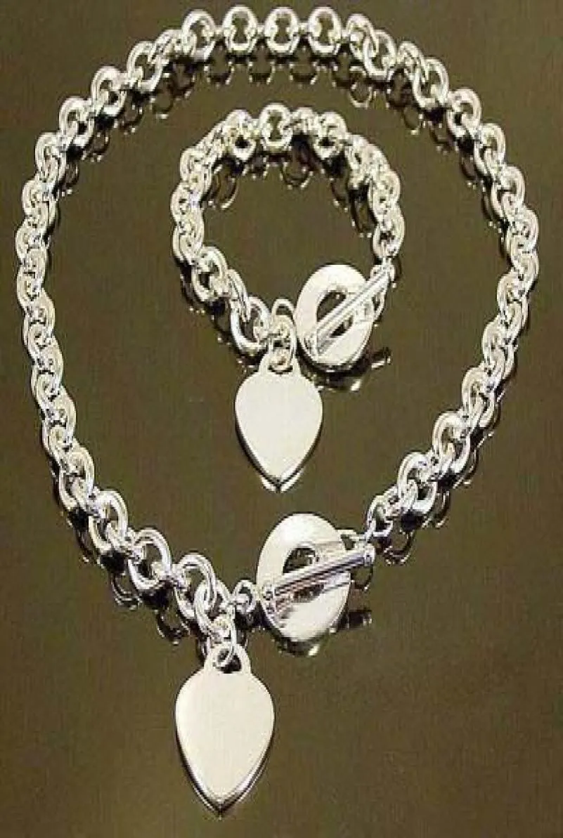 Regalo de Navidad más bajo de venta minorista completa 925 Sil Silver Love Collar Collar Set S769535220