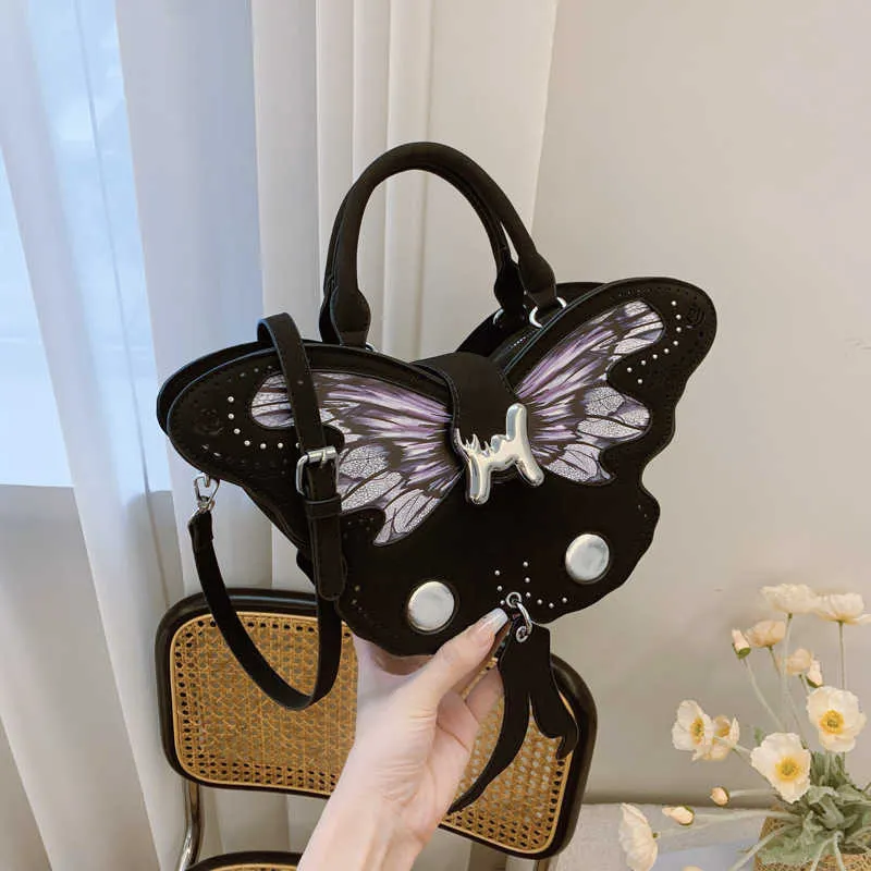 Popular Butterfly Bag Womens Motorcycle Crossbody Bag Frosted PU