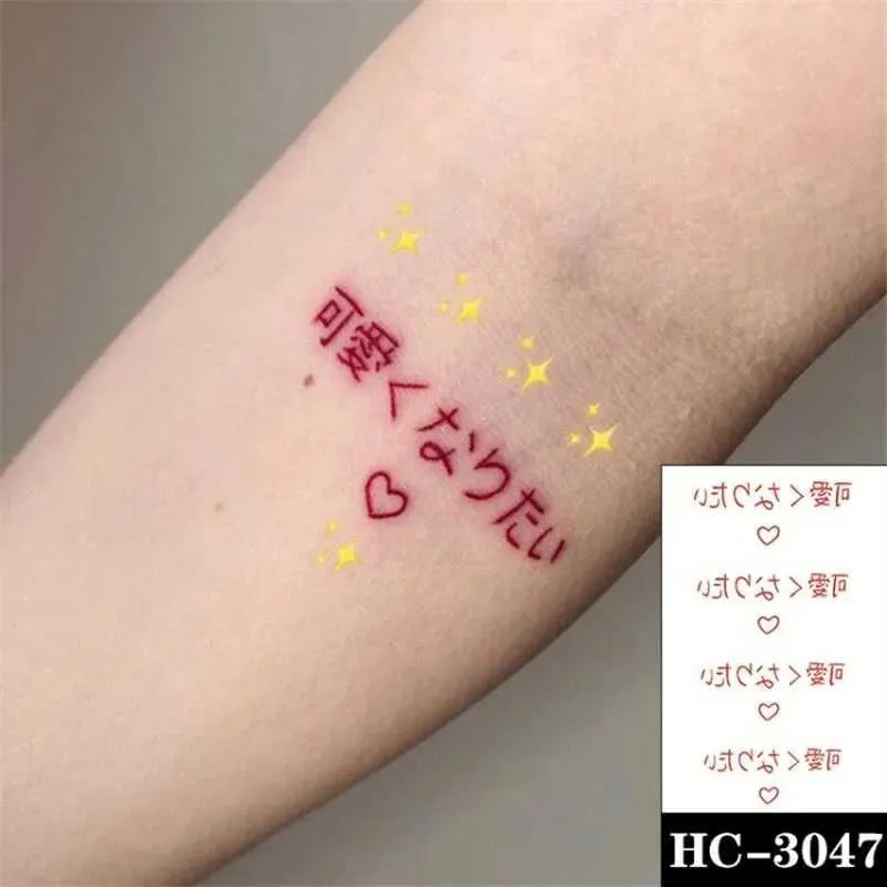 Transfert de tatouage Red Japonais Mignon Design imperméable tatouage temporaire autocollant féminin mâle jambe de poignet faux dessin animé petit autocollant 240426