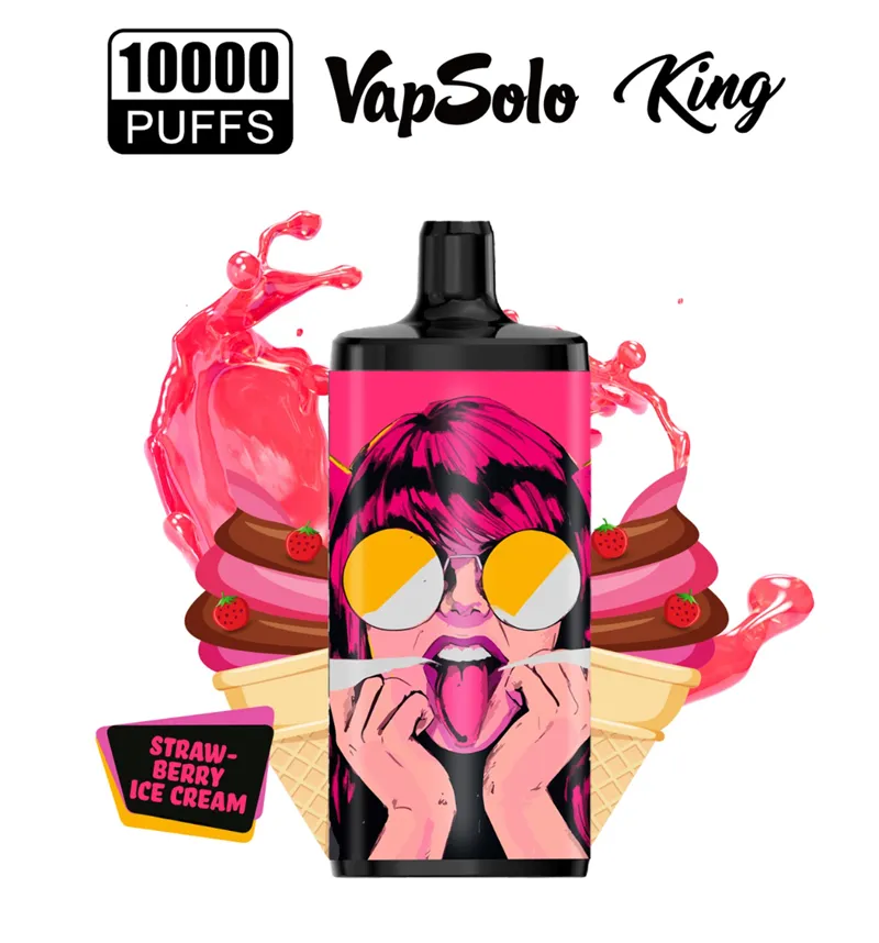 Vapsolo King 10000 Puffs barre jetable Vape Electronic Cigarette Flow Airmable Mesh Coil Puff 10k Pen 20ml Pod préfabillé 2% 5% VAPES DE NICOTINE