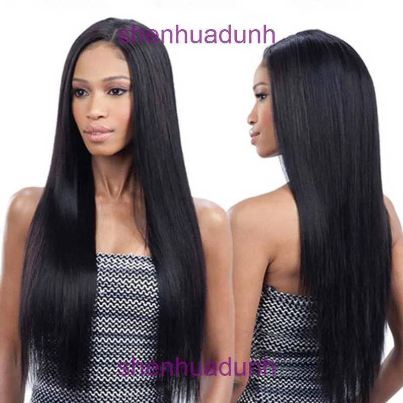 Wig female Black Medium split long straight hair high temperature silk mechanism full head cover