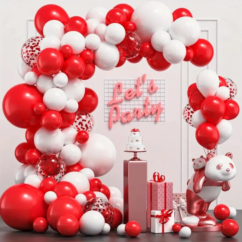 Party Decoration 126sts Red and White Balloon Arch Set Lämplig för bröllopsfödelsedags julkrans Förslagsdekorationer