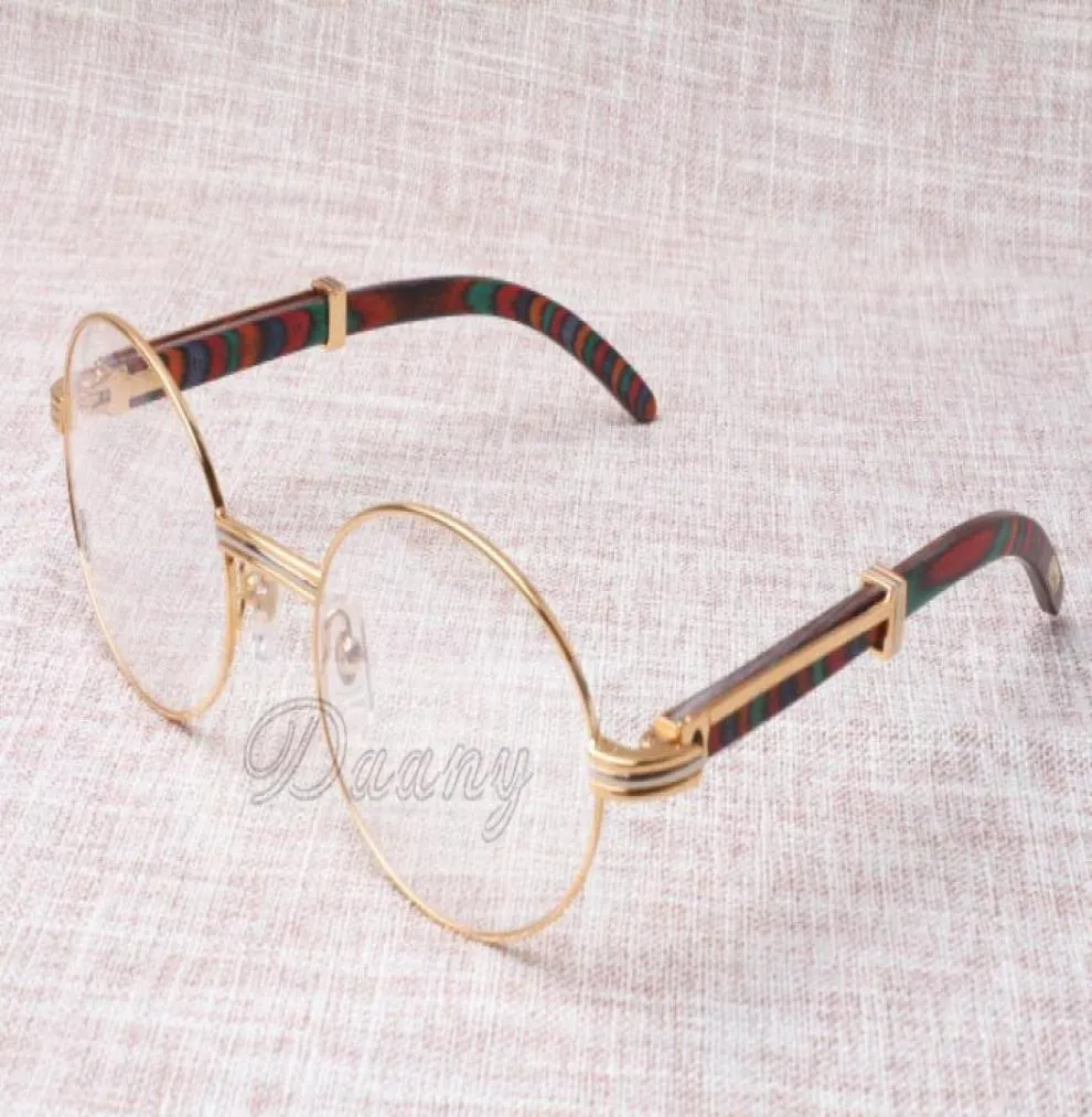 Ronde houten bril bril 7550178 Peacock Color Wood Men and Women Glazen Glasess Eyewear Maat 5522135mm2506914