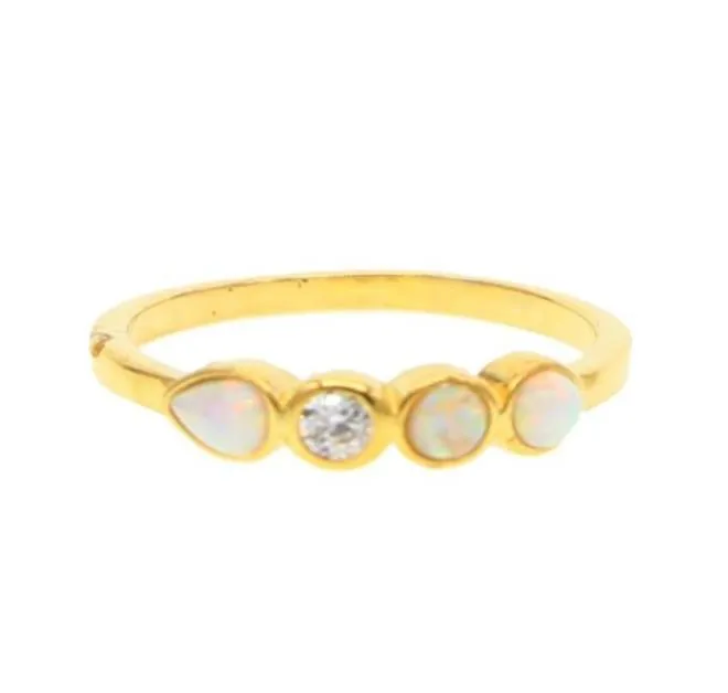 Bröllopsringar vackra söta enkla guldfärg ring vit eld opaler inlagd cz finger för läckra kvinnor känsliga smycken hög kvali9504499