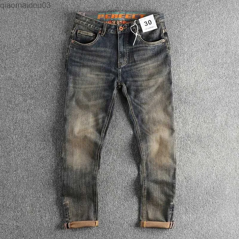 Jeans masculin jeans vintage avec taie imprimé pour hommes lingerie pantalon denim troublante