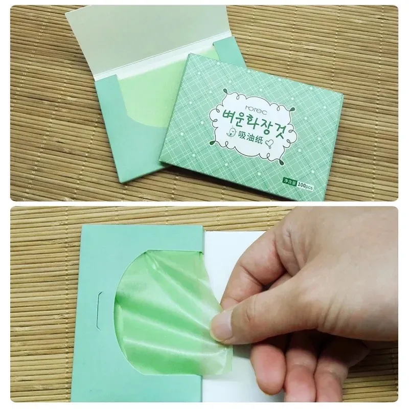 100heets / Pack Green Tea Facial Huile Feuilles de transfert de papier Nettoyage Nettoyant Contrôle de maquillage de beauté Absorbant Papier Absorbant