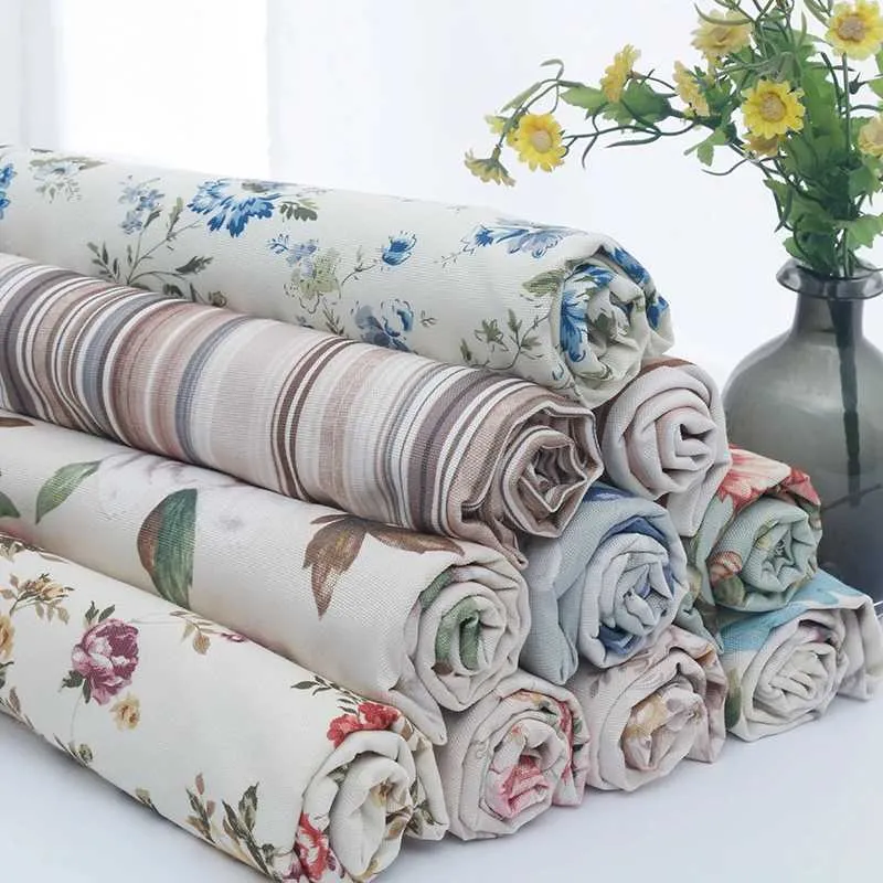 Table Cloth Canvas fabric measured in meters used for sofa covers tablecloth mats DIY sewing blue thick small floral fabric strips floral prints 240426