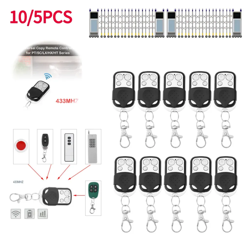 Contrôles 5 / 10pcs 433 / 315MHz duplicateur de commande électronique de la porte télécarrière 4ch Key Key Key Garage Porte Porte ouvreur de portes Duplicateur de télécommande