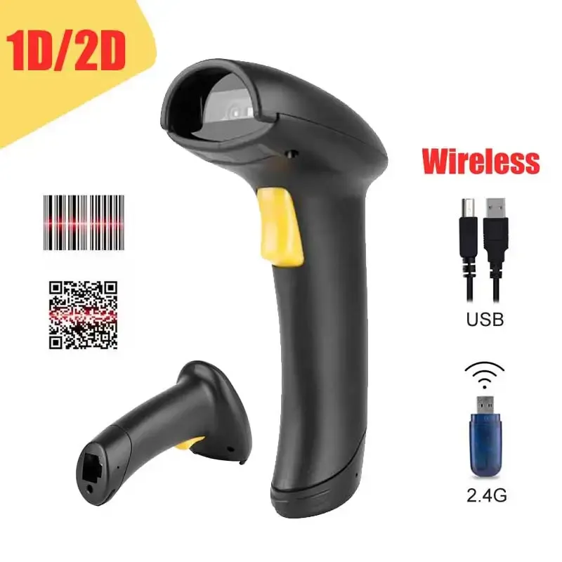 Studio tragbarer Barcode -Scanner Wireless Data Matrix Reader -Leser -Bar Pistool Multi -Language -Tastatur USB 1D 2D QR Code Supermarkt POS