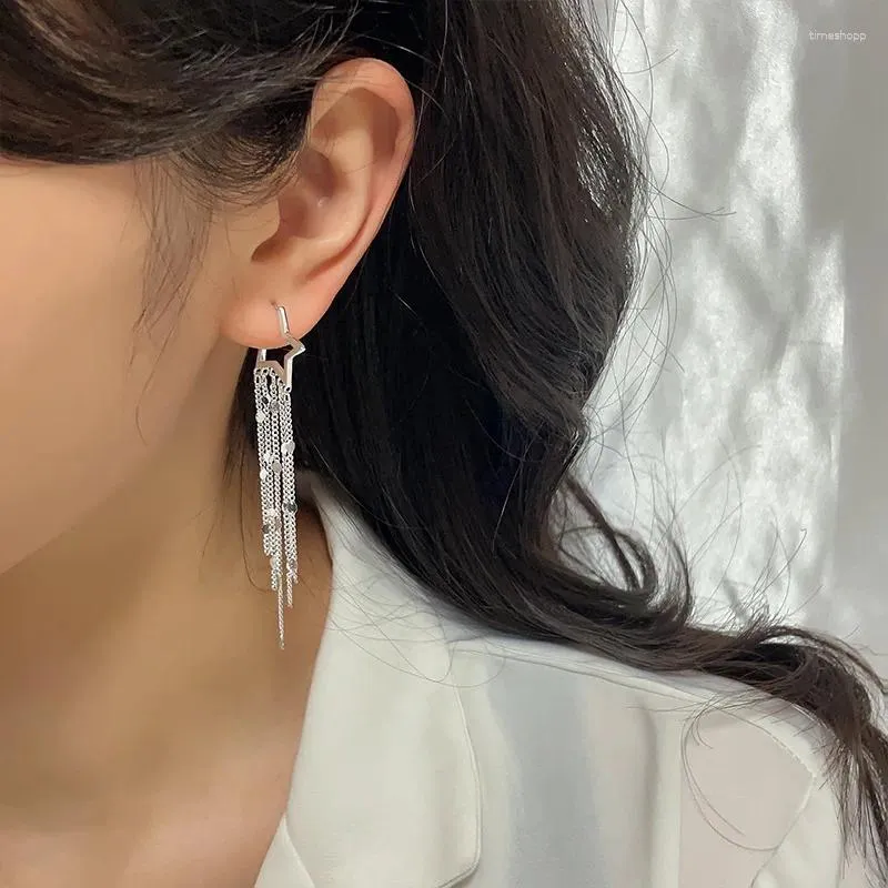 Boucles d'oreilles goujons Xingyunday Star Tassel For Women Girl Girl Long Chain Mingle Corée Fashion Silver Color Party Bijoux Gift
