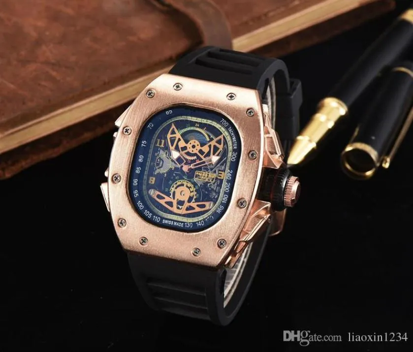 Casual Fashion Hollow Watches Men Army Skull Sport Quartz Watch9546230 van de topkwaliteit