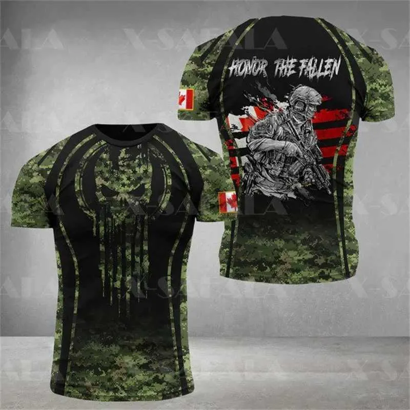 Magliette tattiche 3d canadese camuffato stampato da uomo T-shirt Army Combat Milita