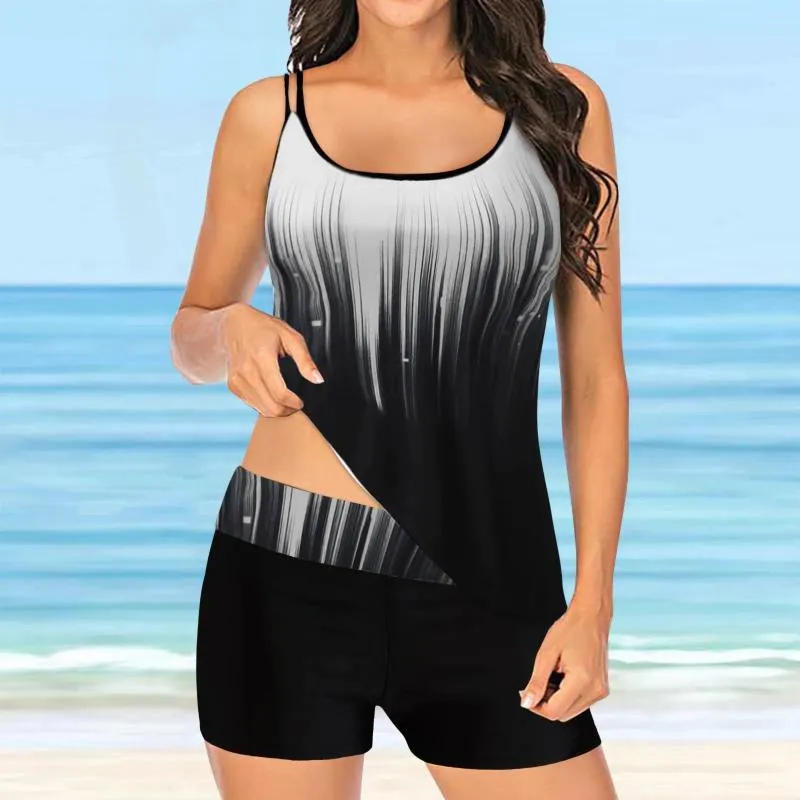 Women's Swimwear Large Split Suspender Swimsuit Print Bikini Beach Digital Set Swimwears 3 Piece Swimsuits For Women With Cover Up Sexy